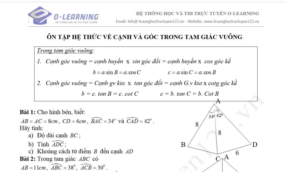 Hình 9 - Trọng tâm - Phiếu 3 - Hệ thức lượng giữa các cạnh và góc ...